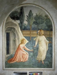 Noli me tangere. Jezus Christus weigert aangeraakt te worden door Sint Maria Magdalena. Fresco van Guido di Pietro