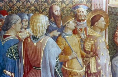 St. Laurentius voor het tribunaal van Decius (detail), midden 15e eeuw