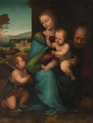 De Heilige Familie met de heilige Johannes de Doper, ca.1505-1515 (olieverf op paneel)