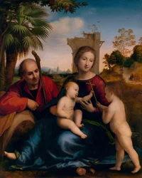De rust tijdens de vlucht naar Egypte met Sint Johannes de Doper