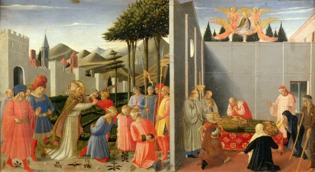 Sint Nicolaas Bevrijdt een Onschuldige Man Veroordeeld tot de Dood van het Perugia Altaarstuk, ca. 1437