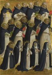 Het Dominicaanse gezegende paneel van het Fiesole San Domenico altaarstuk, ca. 1423-1424