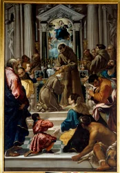 Sint Franciscus van Assisi knipt het haar van Sint Clara