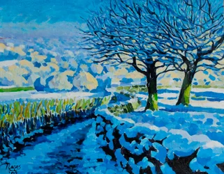 Licht op een winterse laan, 2022 (acryl op doek)