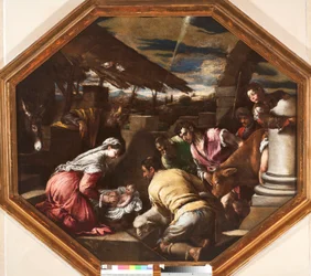 Aanbidding van de herders Schilderij door Francesco da Ponte genaamd Francesco Bassano