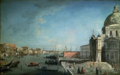 Gezicht op het Canal Grande vanaf de Ponte degli Scalzi. Ca. 1735-1740. Rechts in beeld de kerk Santa Maria di Nazareth (Scalzi)
