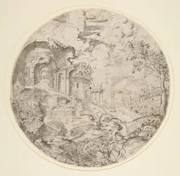 Uitzicht op Rome met Ruïnes, Trajanus