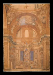 Uitzicht op het interieur van de Gesu, Rome