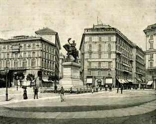 Monument voor Victor Emanuel II (1820-1878), door Francesco Barzaghi (1839-1892), Piazza Corvetto, Genua, Ligurië, Italië