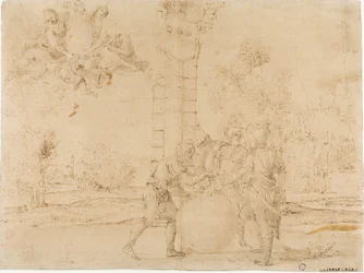 Octavianus, Marcus Antonius en Lepidus Delen het Romeinse Rijk, met Bologna op de Achtergrond