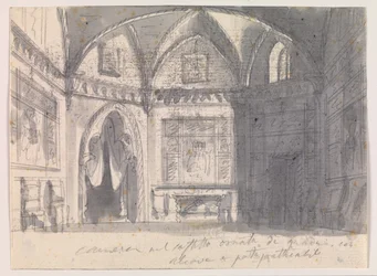 Zaal met gotische gewelven en alkoof