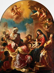 Aanbidding der Wijzen, door Francesco Conti, Kerk van St. Maria van de Tenhemelopneming in Montedomini, Florence, Toscane, Italië