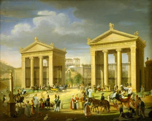 De benadering van de Villa Borghese, Rome, 1838