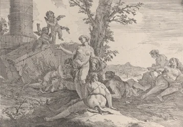 Zes nimfen en twee putti, uit Bacchanalen en Geschiedenissen, 1744