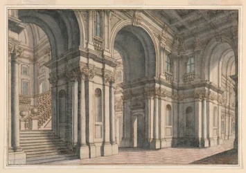 Tekening, Toneelontwerp: Paleisinterieur, 1700-1750