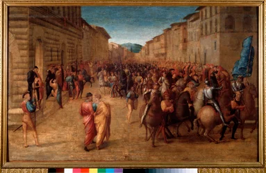 De koning van Frankrijk Karel VIII komt Florence binnen in november 1494