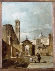 Een Capriccio van een Venetiaans Campo met een Kerk