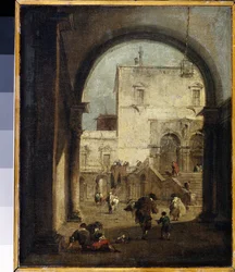 Venetiaans Capriccio: uitzicht op een plein en een paleis
