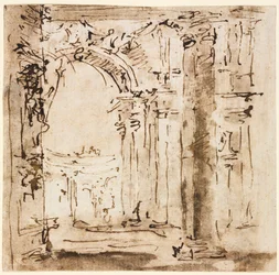 Paar tekeningen: Schets van het labyrint van de Villa Pisani en Piazza San Marco