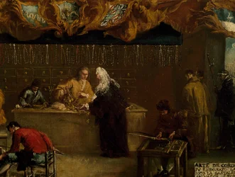 Uithangbord van het Gilde van Coroneri, door Francesco Guardi