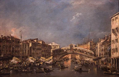 De Rialtobrug in Venetië,1760 (olieverf op doek)