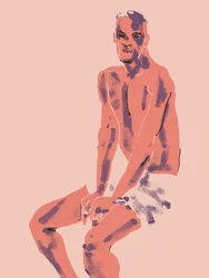 Zittende mannelijke figuur