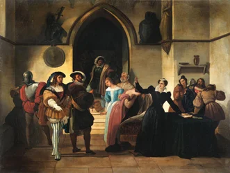 Stuart ter dood veroordeeld, ca. 1857 (olieverf op hout)