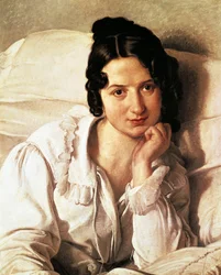 De zieke vrouw, portret van Carolina Zucchi door Francesco Hayez (1791-1882)