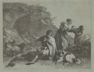 Zittende Herderjongen en Vrouw die een Kind een Drankje Geeft, 1759-1782