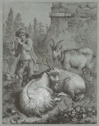 Herder die een Fluit Speelt met Geiten, 1764