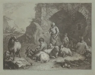 Vrouw, Herderjongens en Schapen bij een Boog