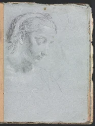 Verona schetsboek: Hoofd en schouders van een vrouw pagina 61, 1760