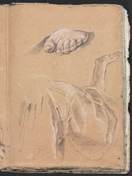 Verona Schetsboek: Studie van een Linkervoet en Draperiestudie met Rechterarm (pagina 79)