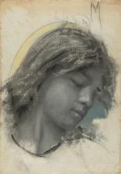 Kop van een engel (recto); Kop van een vrouw (verso)