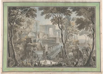 Palazzo van de Villa d’Este in Tivoli, gezien vanaf de Fontana dell’Ovato