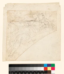 Recto: Studie voor een vrouwelijke figuur in een spandrel. Verso: Tekening op de achterkant van het papier, voor 1747