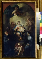 De Madonna en het kind met heiligen