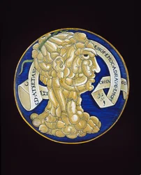 Schaal met een samengesteld hoofd van penissen, ca. 1536
