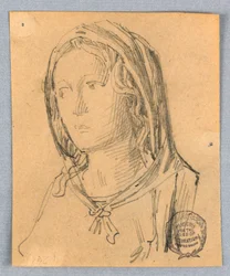 Schets van het hoofd van de Madonna