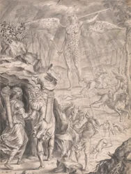 Dido en Aeneas Schuilend in een Grot