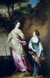 The Hon. Lady Stanhope en de gravin van Effingham als Diana en haar metgezel