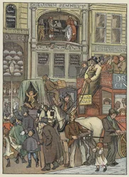 Londen: In Cheapside (kleurenlitho)