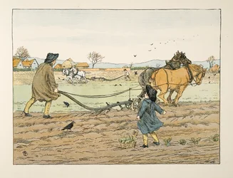 De ploeger, uit Vier en twintig ploegers, pub. 1900 (kleurenlitho)