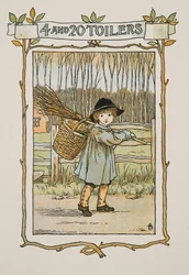 Vignet uit Four and Twenty Toilers, pub. 1900 (kleurenlitho)