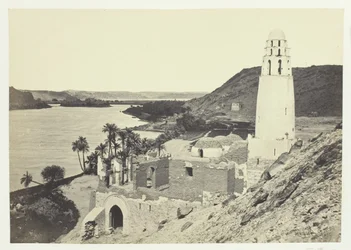Verwoeste moskee bij Philæ, 1857