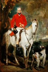 Studie voor "Charles Trelawny, Esq., meester van de Dartmoor Hunt, op zijn favoriete jachtpaard Grimaldi, met de honden Conqueror, Lounger en Windermere", ca. 1863