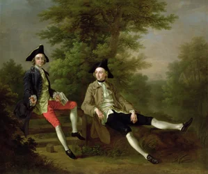 Portret van David Garrick (1717-79) (links) en William Windham van Felbrigg (1717-61) (rechts) ca. 1745