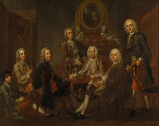 Portret van een groep heren, met de kunstenaar