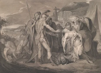 Koning Lear huilt over het lichaam van Cordelia