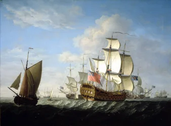 Een Britse eskader van de Koninklijke Marine op zee